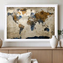 World Map Wall Art – Antique Style Blue and Brown Map Canvas by MyGreatCanvas | Canvas Wall Art Prints | Photo Prints & Wall Decor