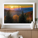 Golden Sunset Over Mountain Forest Canvas Wall Art Print -