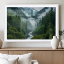 Mountain Forest River Canvas Wall Art Print - Serene Nature