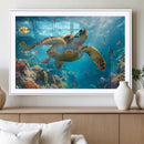 Sea Turtle Underwater Canvas Wall Art Print - Vibrant Ocean