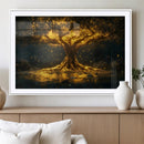 Golden Tree of Life Canvas Wall Art Print - Majestic Glowing