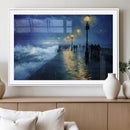 Abstract Stormy Ocean Pier Canvas Wall Art Print | Stormy