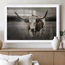 Texas Longhorn Cow Canvas Wall Art Print - Large Rustic