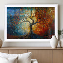 Yggdrasil Tree of Life Mosaic Stained Glass Wall Art Canvas,