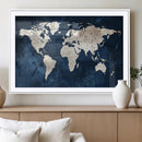 Vintage World Map Canvas Wall Art - Framed Map Print for