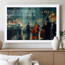 Urban Night Jazz Wall Art Canvas Print – Moody Rain-Soaked
