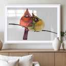 Cardinal Bird Canvas Wall Art - Male and Female Cardinal