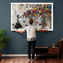 Banksy Butterfly Girl Wall Art – Modern Graffiti Canvas