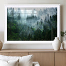 Misty Forest Wall Art Canvas Print – Framed Foggy Mountain
