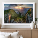 Mountain Sunset Panoramic Wall Art Canvas Print – Framed