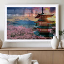 Mount Fuji Cherry Blossom Wall Art Canvas Print – Framed