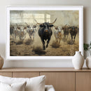 Texas Longhorn Wall Art – Framed Charging Cattle Canvas by MyGreatCanvas | Canvas Wall Art Prints | Photo Prints & Wall Decor
