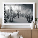 Snowy Pines Wall Art Canvas Print – Framed Ski Lift Winter