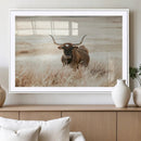 Texas Longhorn Wall Art Canvas Print – Framed Brown Horned