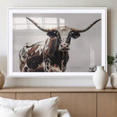 Texas Longhorn Wall Art Canvas Print – Framed Spotted Bull by MyGreatCanvas | Canvas Wall Art Prints | Photo Prints & Wall Decor