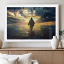 Jesus Walks Wall Art Canvas Print – Framed Divine Sunset by MyGreatCanvas | Canvas Wall Art Prints | Photo Prints & Wall Decor