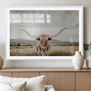 Texas Longhorn Wall Art Canvas Print – Framed Western Cow