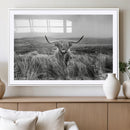 Monochrome Highland Cow Wall Art Canvas Print – Framed by MyGreatCanvas | Canvas Wall Art Prints | Photo Prints & Wall Decor
