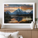 Mountain Sunset Wall Art Canvas Print – Framed Alpine