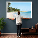 Palm Tree Coast Wall Art Canvas Print – Framed Island Getaway with Crystal Blue Water Scenic Artwork for Home, Office by MyGreatCanvas | Canvas Wall Art Prints | Photo Prints & Wall Decor