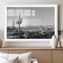 Saguaro Cactus Wall Art Canvas Print – Framed Monochrome