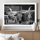 Black & White Longhorn Cattle Wall Art Canvas Print, Rustic by MyGreatCanvas | Canvas Wall Art Prints | Photo Prints & Wall Decor