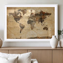 Push Pin World Map Canvas Print – Travel Tracker Wall Art