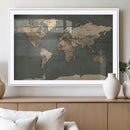 Rustic Black and Wood World Map Canvas Wall Art – Framed by MyGreatCanvas | Canvas Wall Art Prints | Photo Prints & Wall Decor