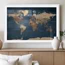 Navy Blue World Map Canvas Print – Framed Travel Map Wall by MyGreatCanvas | Canvas Wall Art Prints | Photo Prints & Wall Decor