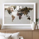 Watercolor World Map Print - Large Wall Art Canvas Print for