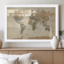 Framed World Map Wall Art for Home and Office Decor