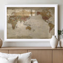 Vintage Detailed World Map Wall Art Canvas Print – Antique