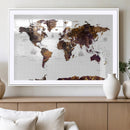 Rustic World Map Wall Art Canvas Print | Large World Map on