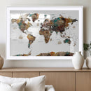 Watercolor World Map Canvas Print – Detailed Map of the