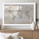 Antique Style World Map Canvas Print - Vintage Detailed