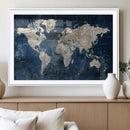 Large Blue World Map Wall Art Canvas Print for Home Office by MyGreatCanvas | Canvas Wall Art Prints | Photo Prints & Wall Decor