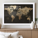Framed World Map with Pin Canvas Print – Detailed World Map