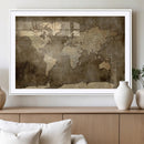 Dark Vintage World Map Canvas Wall Art Print, Antique Map