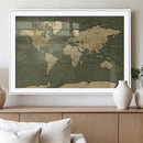 Large World Map Canvas Wall Art Print for Study Room Decor -