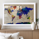 Watercolor World Map Canvas Print – Framed Wall Art for by MyGreatCanvas | Canvas Wall Art Prints | Photo Prints & Wall Decor