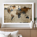World Map Wall Art – Rustic Earth Tone Canvas Print, Antique by MyGreatCanvas | Canvas Wall Art Prints | Photo Prints & Wall Decor