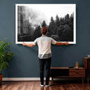 Black White Forest Wall Art Canvas Print, Misty Pine Tree by MyGreatCanvas | Canvas Wall Art Prints | Photo Prints & Wall Decor