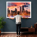 Chicago Wall Art Canvas Print - Chicago City Downtown Night by MyGreatCanvas | Canvas Wall Art Prints | Photo Prints & Wall Decor