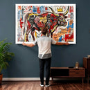 Texas Bull Wall Art Canvas Print, Abstract Graffiti Bull by MyGreatCanvas | Canvas Wall Art Prints | Photo Prints & Wall Decor