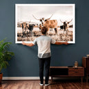 Texas Longhorn Cattle Wall Art Canvas Print, Sepia Western by MyGreatCanvas | Canvas Wall Art Prints | Photo Prints & Wall Decor