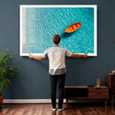 Minimalist Boat Wall Art Canvas Print, Aerial Sea Landscape by MyGreatCanvas | Canvas Wall Art Prints | Photo Prints & Wall Decor