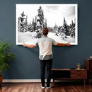 Black and White Snowy Pine Forest Wall Art Canvas Print, by MyGreatCanvas | Canvas Wall Art Prints | Photo Prints & Wall Decor