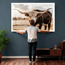 Texas Longhorn Bull Rustic Wall Art Canvas Print, Western by MyGreatCanvas | Canvas Wall Art Prints | Photo Prints & Wall Decor