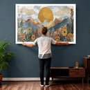 Boho Mountain Landscape Large Wall Art, Horizontal Gold by MyGreatCanvas | Canvas Wall Art Prints | Photo Prints & Wall Decor