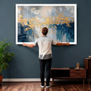 Blue Gold Abstract Large Framed Canvas Wall Art, Modern by MyGreatCanvas | Canvas Wall Art Prints | Photo Prints & Wall Decor